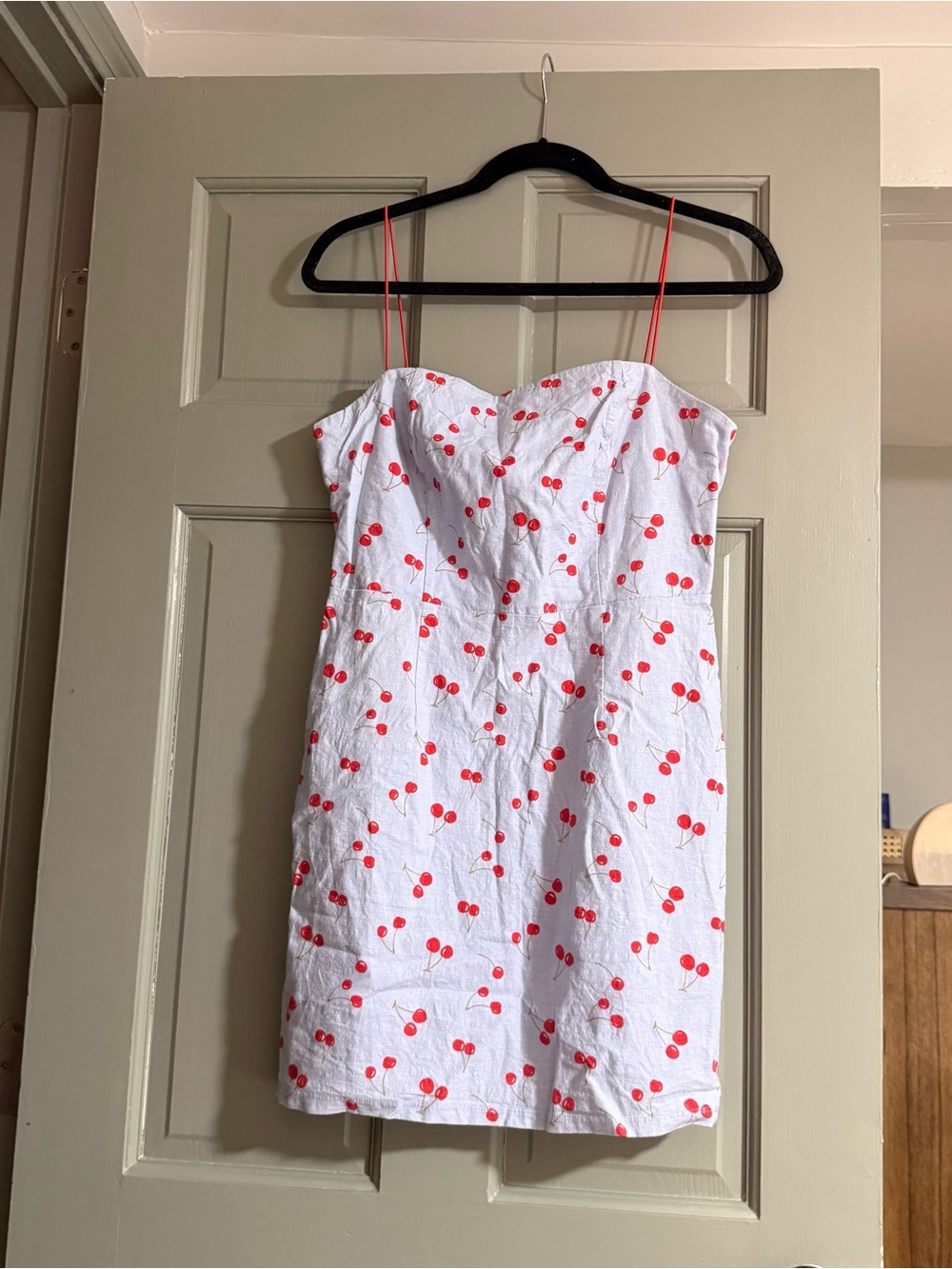 Urban outfitters linen blend cherry midi dress 8